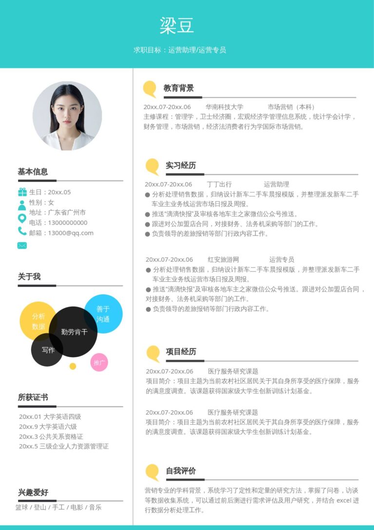 副业简历模板活泼单页04.docx
