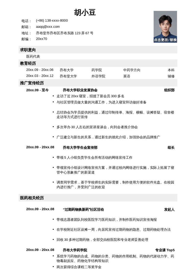 未来感简历模板经典医药代表简历模板.docx