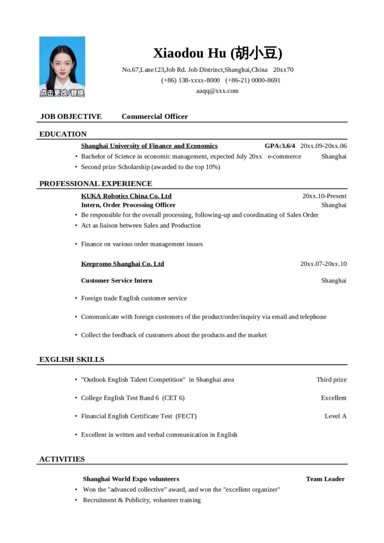 正式简历模板Resume_Template_for_Commercial_Officer_商务专员英文简历模版（外贸）-.docx